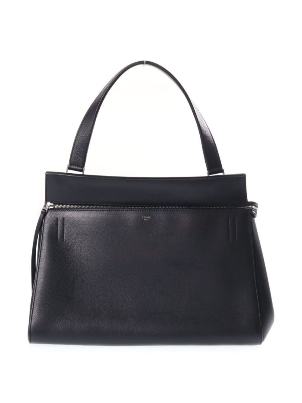 Celine Edgeback Large Handbag Black Leather Silver